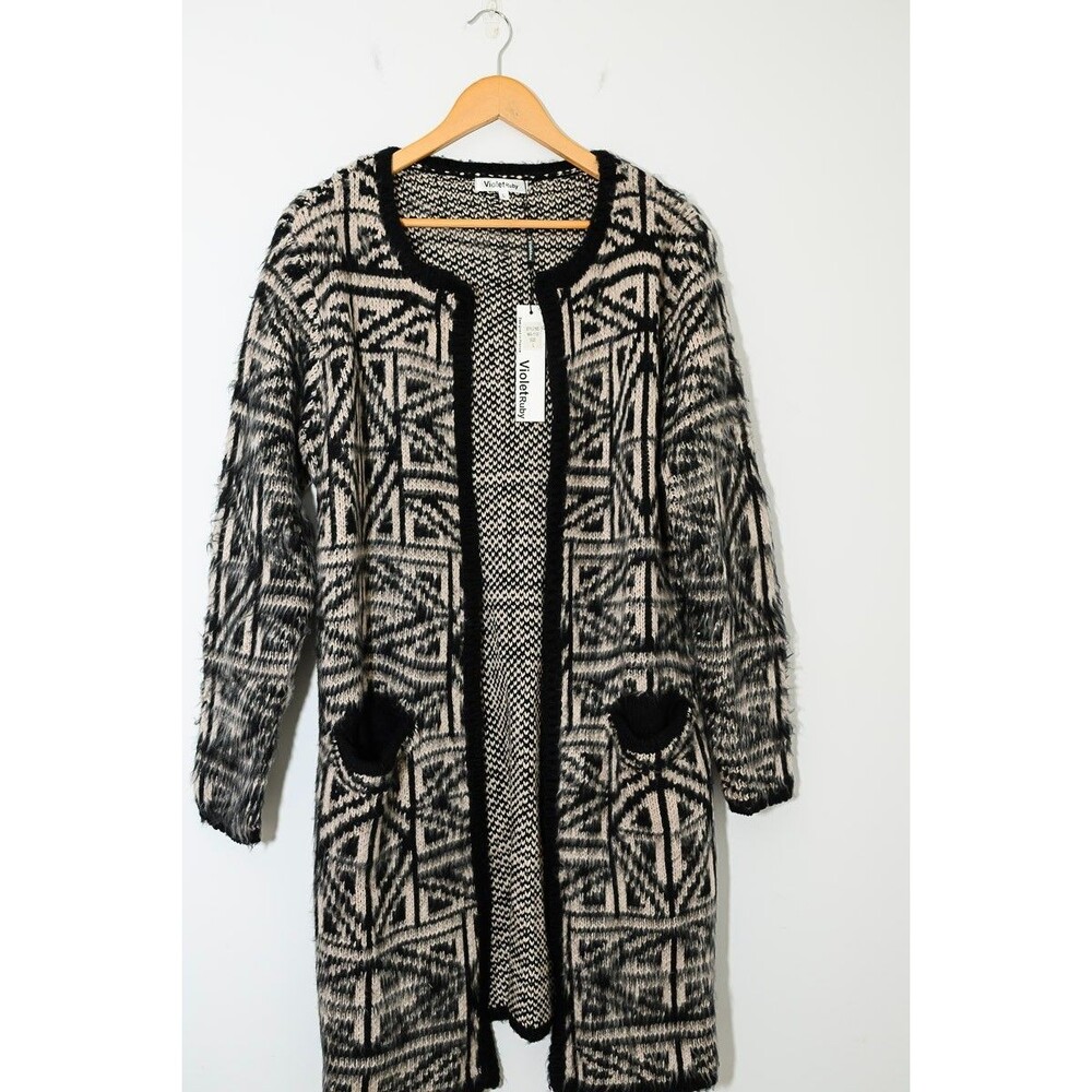 Violet Ruby Cardigan Sweater Duster Long L New